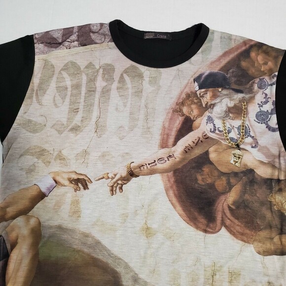 Crank T-shirt Made in USA King Tut Time V-Neck Creation of Adam Sz L Set of 2 - Picture 3 of 12